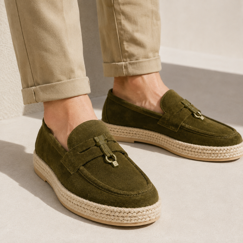 Luxury Artisan Suede Horsebit Espadrille Loafer