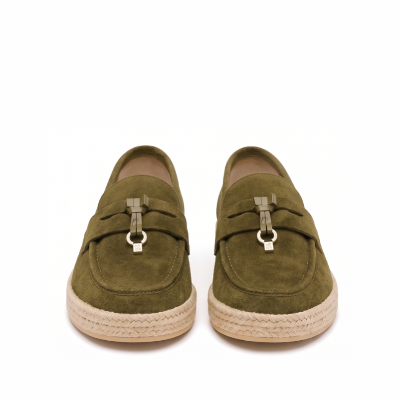 Luxury Artisan Suede Horsebit Espadrille Loafer