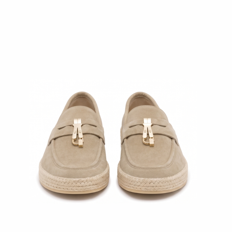 Luxury Artisan Suede Horsebit Espadrille Loafer