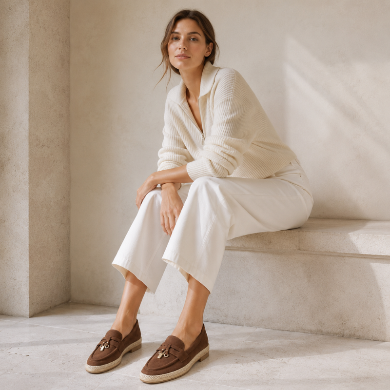 Luxury Artisan Suede Horsebit Espadrille Loafer