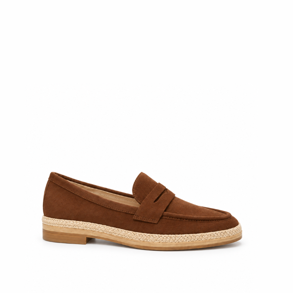 Luxury Artisan Suede Horsebit Espadrille Loafer - BROWN