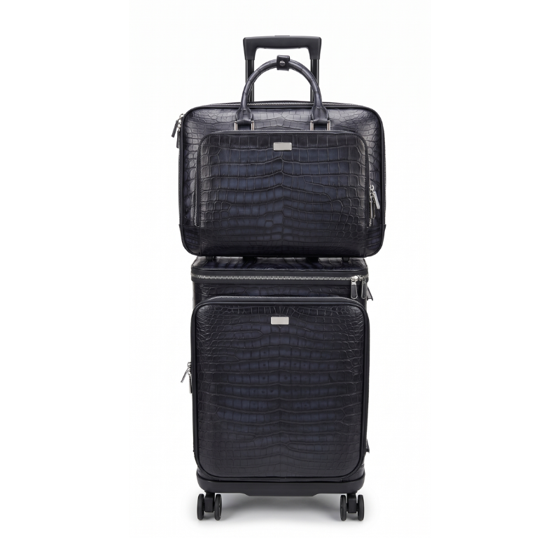 Luxury Croc Briefcase and Trolley Executive Luggage Set