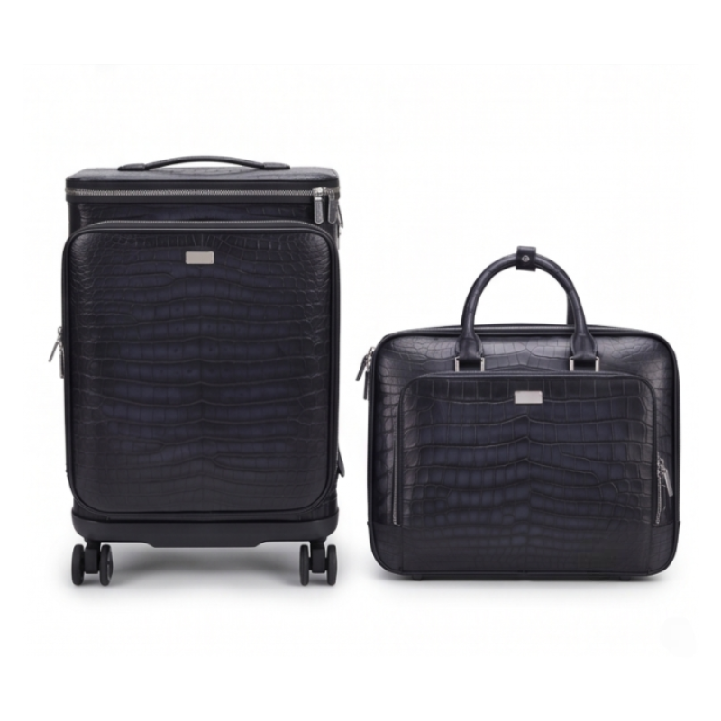 Luxury Croc Briefcase and Trolley Executive Luggage Set