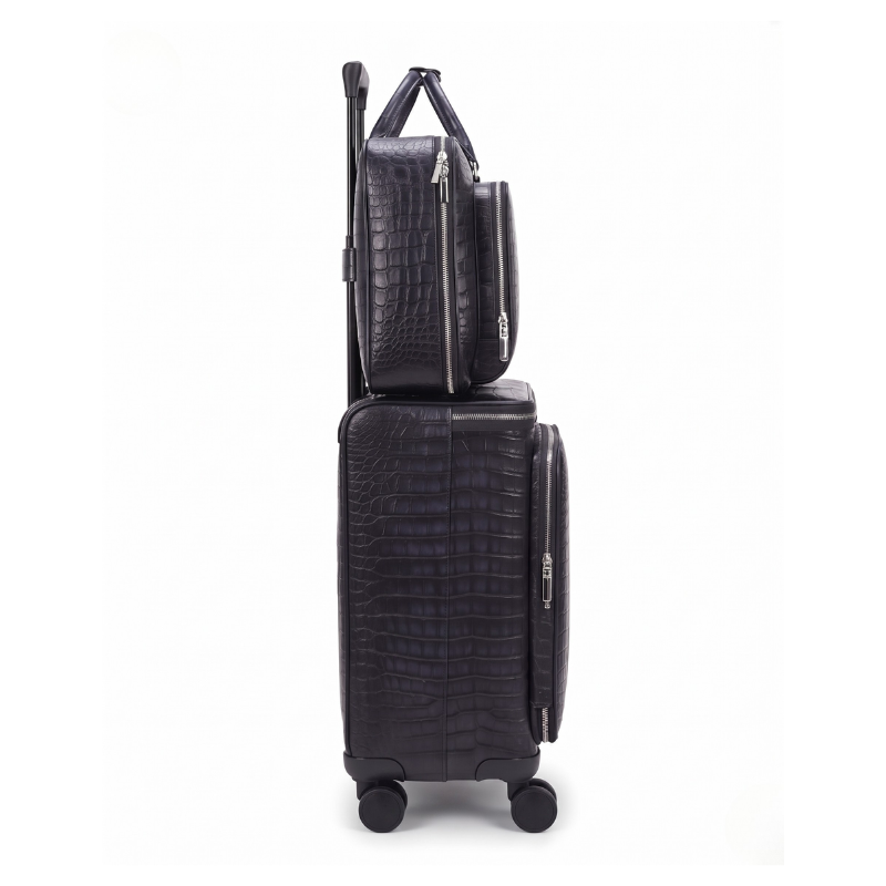 Luxury Croc Briefcase and Trolley Executive Luggage Set