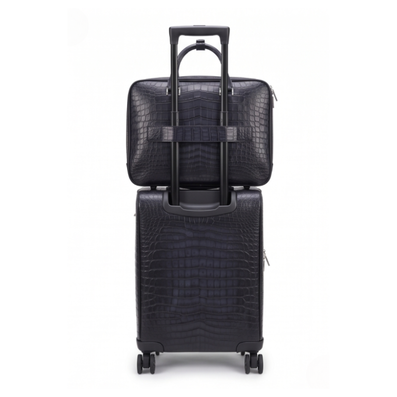 Luxury Croc Briefcase and Trolley Executive Luggage Set