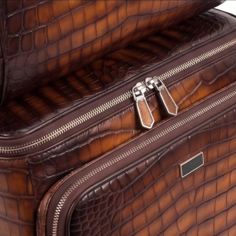 Luxury Croc Briefcase and Trolley Executive Luggage Set