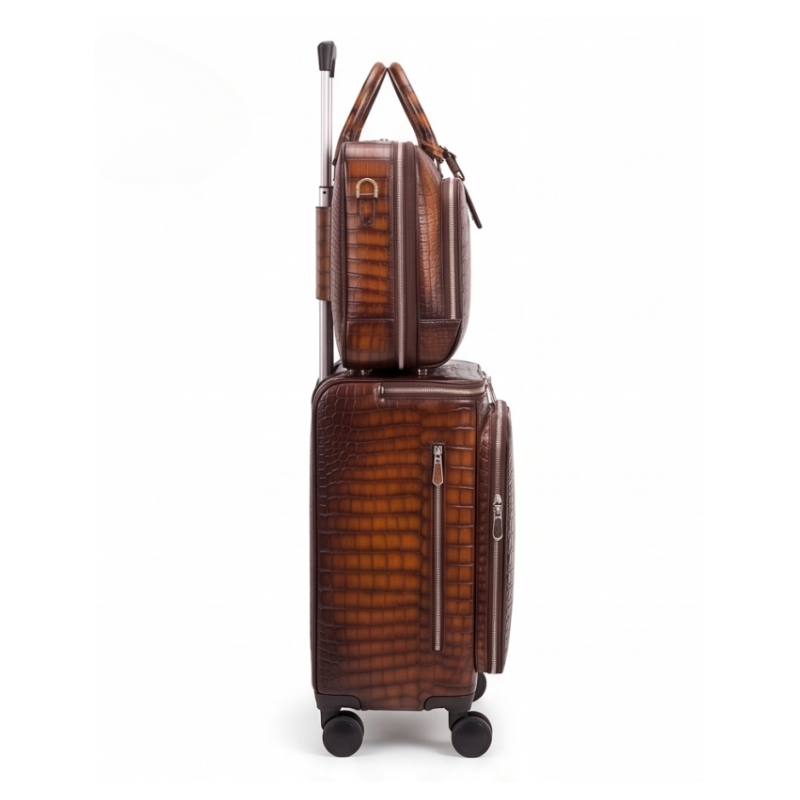 Luxury Croc Briefcase and Trolley Executive Luggage Set