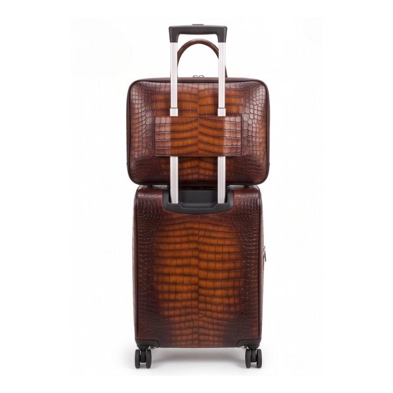 Luxury Croc Briefcase and Trolley Executive Luggage Set