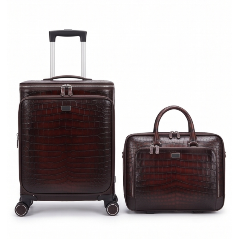 Luxury Croc Briefcase and Trolley Executive Luggage Set