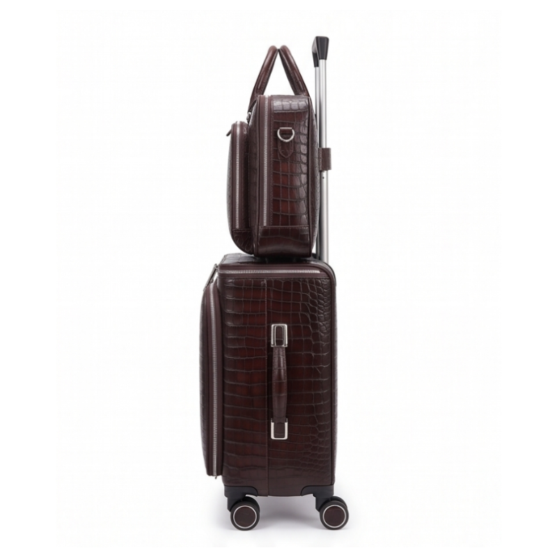 Luxury Croc Briefcase and Trolley Executive Luggage Set