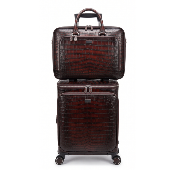 Authentic Crocodile leather Briefcase and Trolley Executive Luggage Set