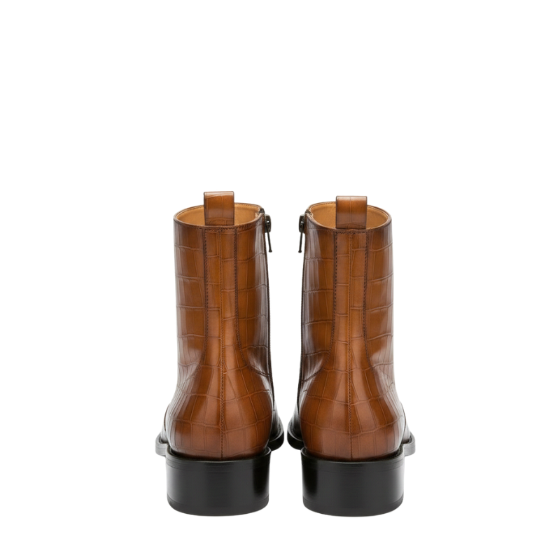 Luxury Cedar Croc Elegance High Ankle Zipper Boots