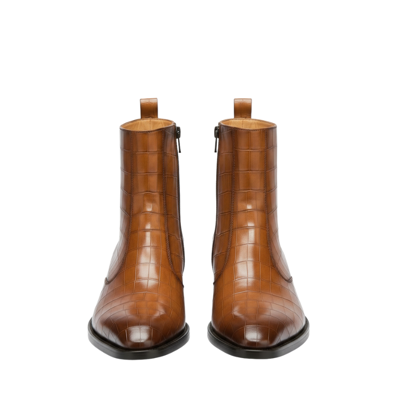 Luxury Cedar Croc Elegance High Ankle Zipper Boots