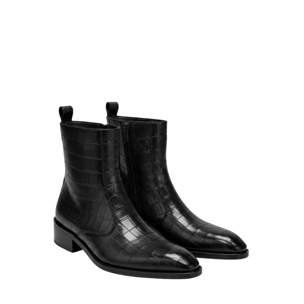 Luxury Cedar Croc Elegance High Ankle Zipper Boots
