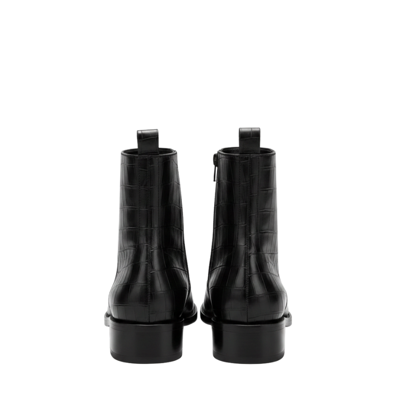 Luxury Cedar Croc Elegance High Ankle Zipper Boots