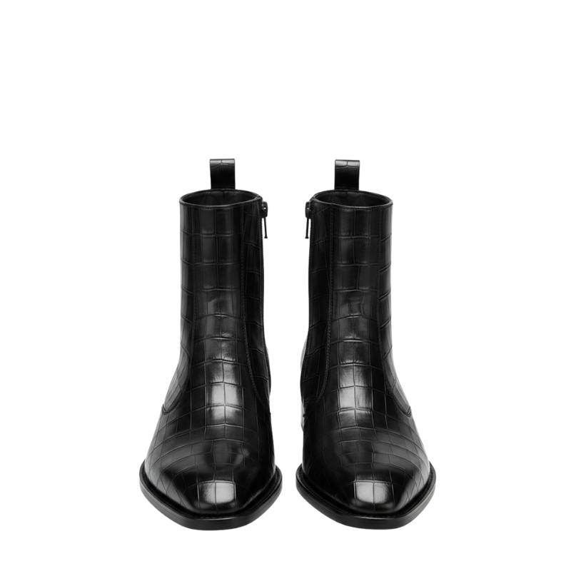 Luxury Cedar Croc Elegance High Ankle Zipper Boots