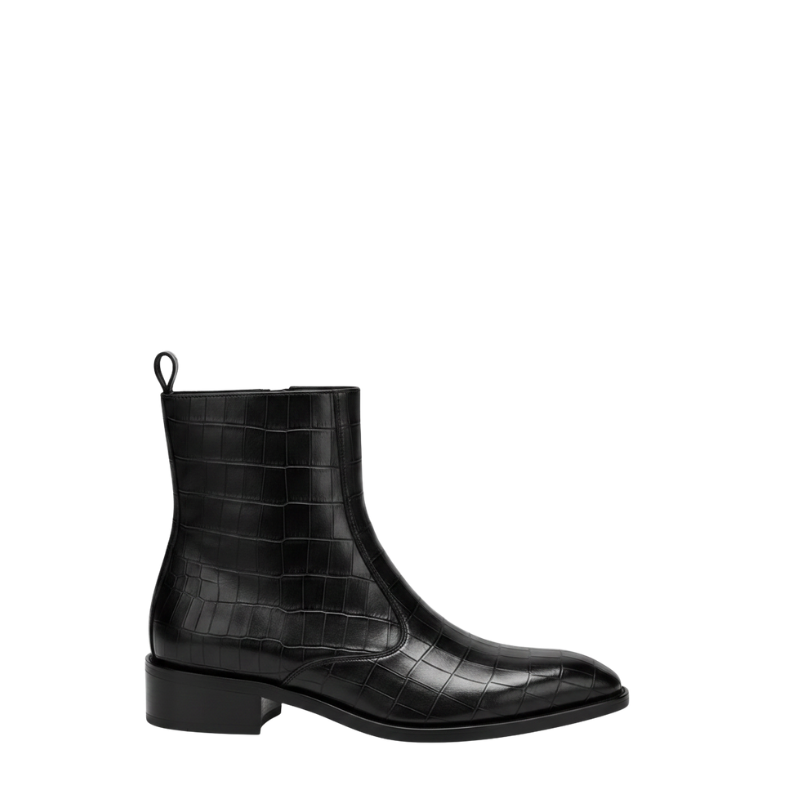 Luxury Cedar Croc Elegance High Ankle Zipper Boots