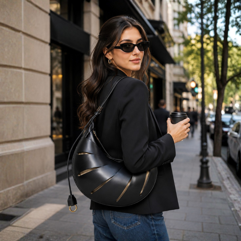Luxury Crescent Leather Handbag