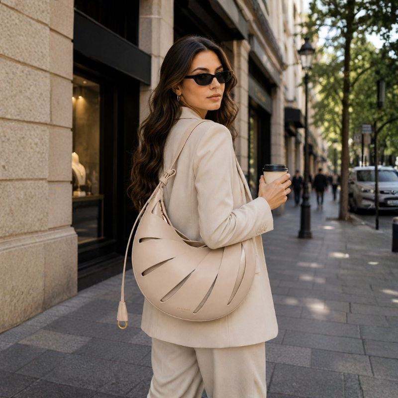 Luxury Crescent Leather Handbag