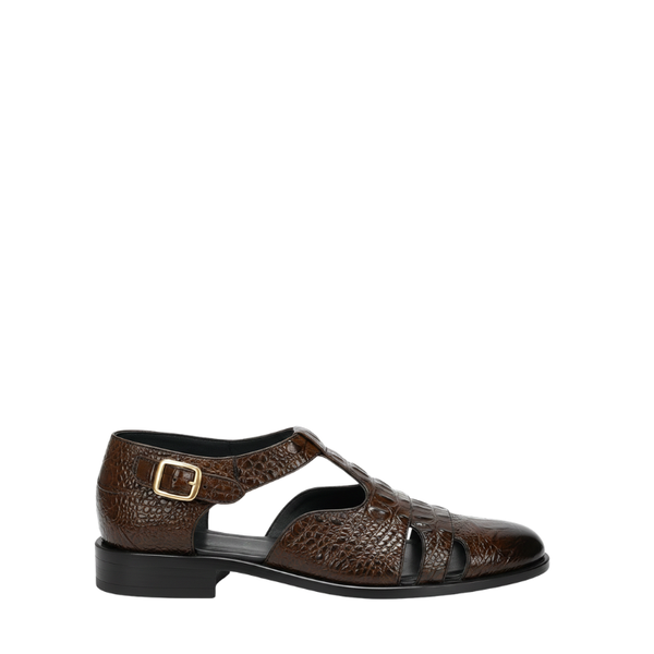 Luxury Croc Buckled Cut‑Out Sandal