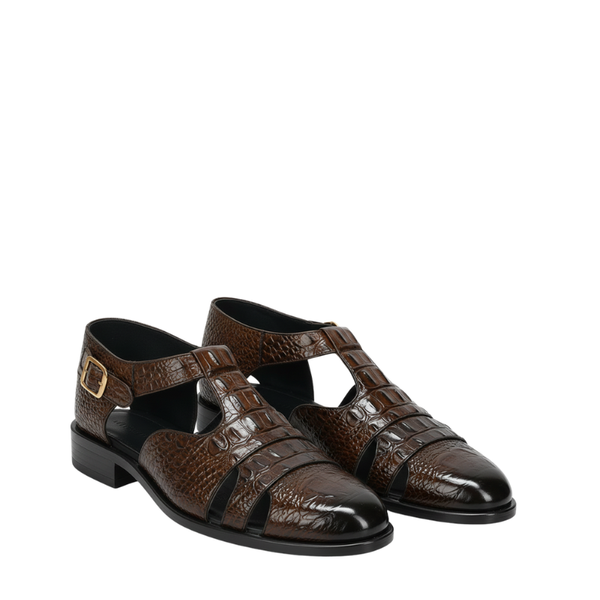 Luxury Croc Buckled Cut‑Out Sandal