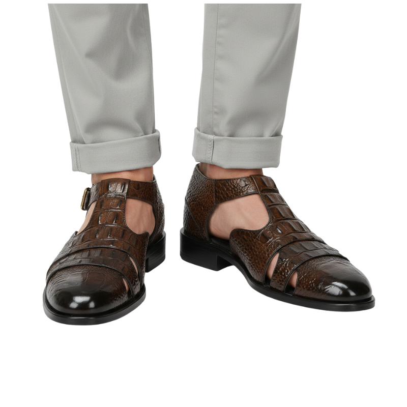 Luxury Croc Buckled Cut‑Out Sandal