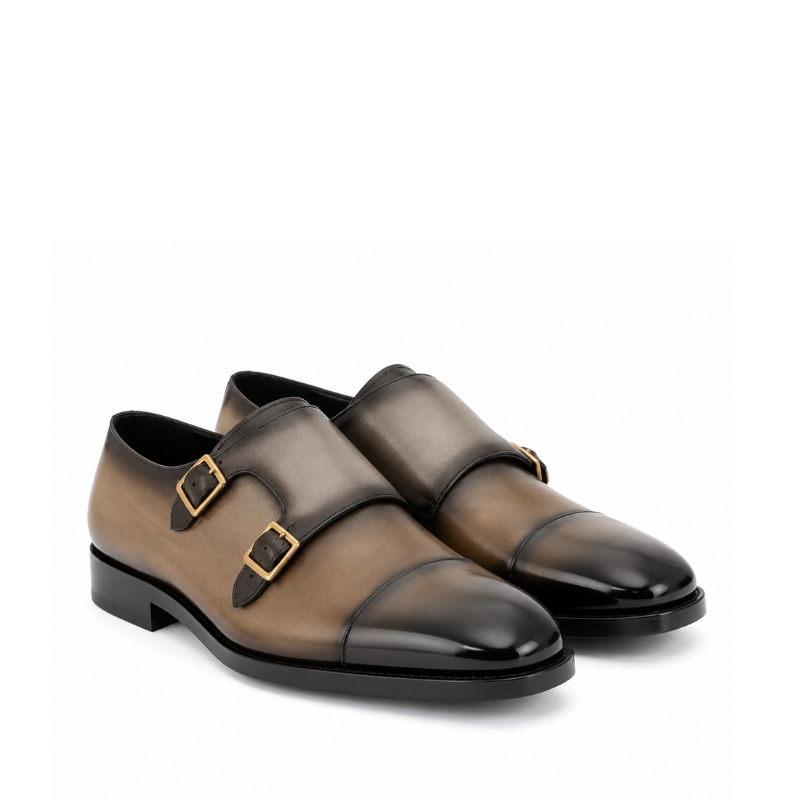 Luxury Dual Tone Double Monk Strap Shoe