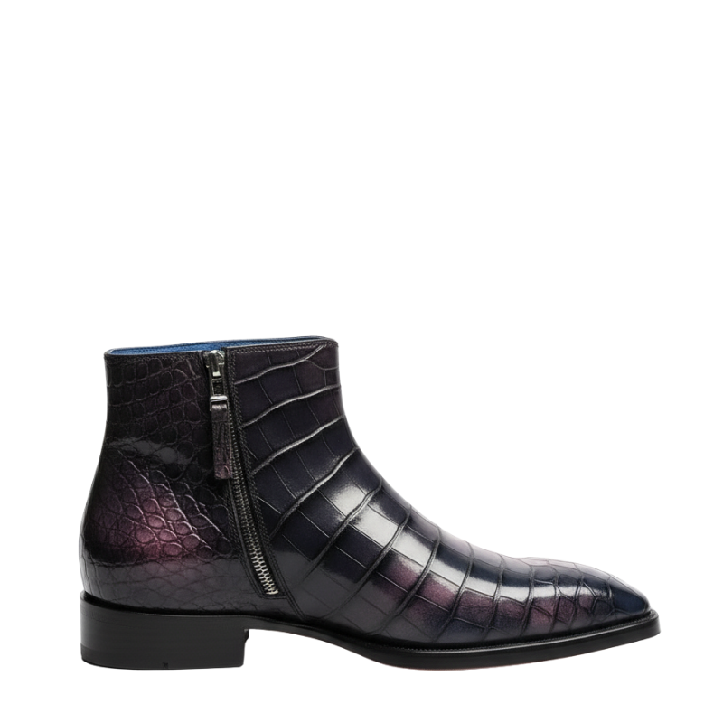 Luxury Eclipse Croc Texture Zip Boots