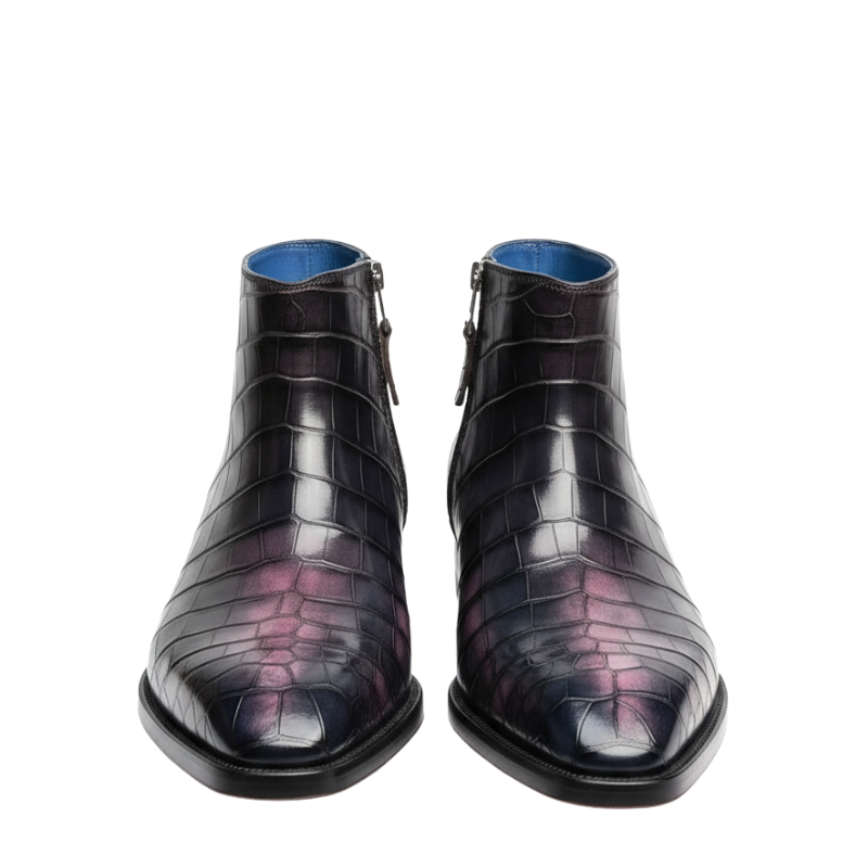 Luxury Eclipse Croc Texture Zip Boots