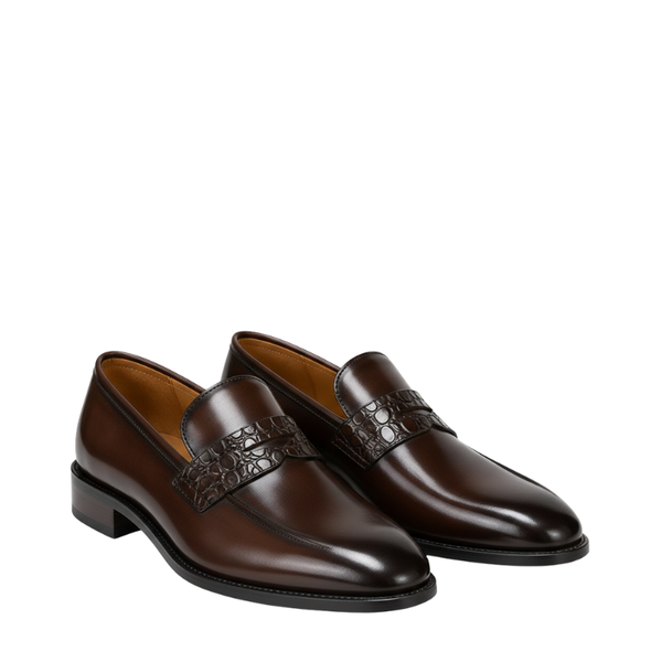 Luxury Elegant Croc Strap Leather Loafers
