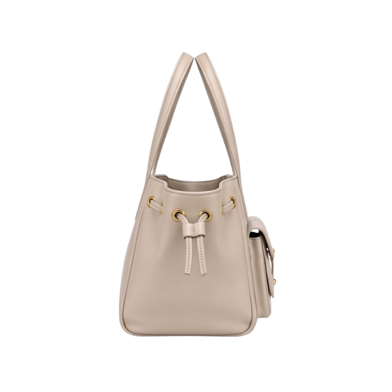 Luxury Elegant Double Pocket Leather Tote Bag