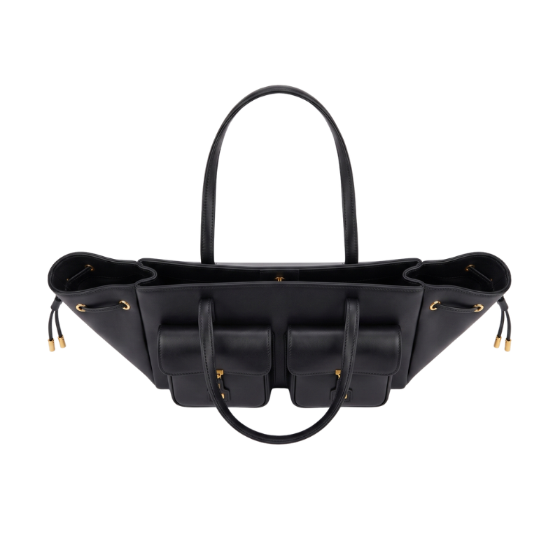 Luxury Elegant Double Pocket Leather Tote Bag