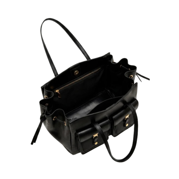 Luxury Elegant Double Pocket Leather Tote Bag