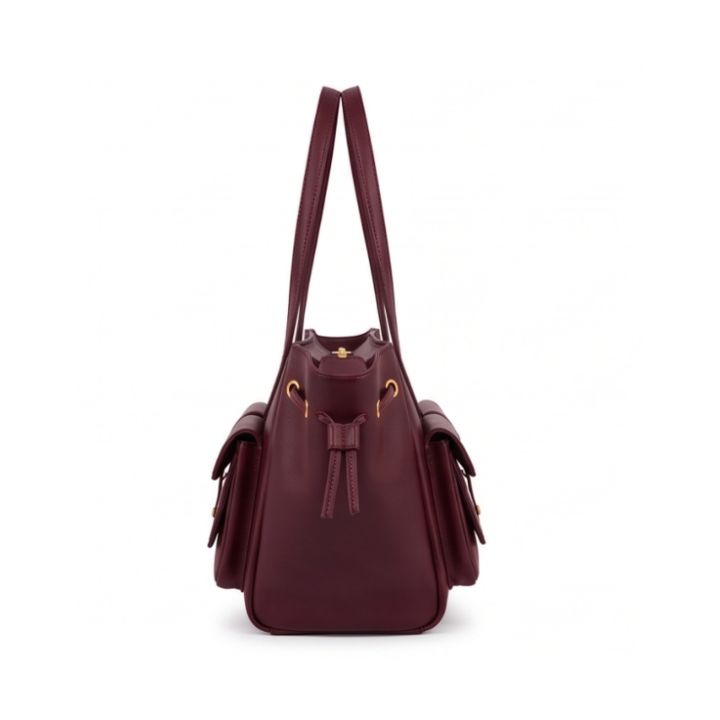 Luxury Elegant Double Pocket Leather Tote Bag