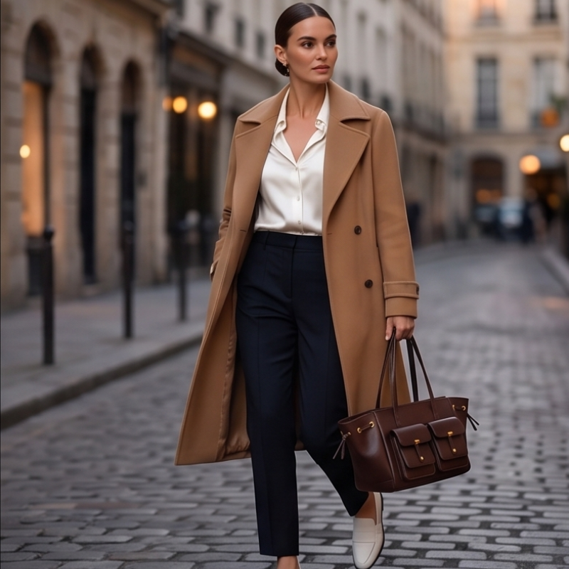 Luxury Elegant Double Pocket Leather Tote Bag