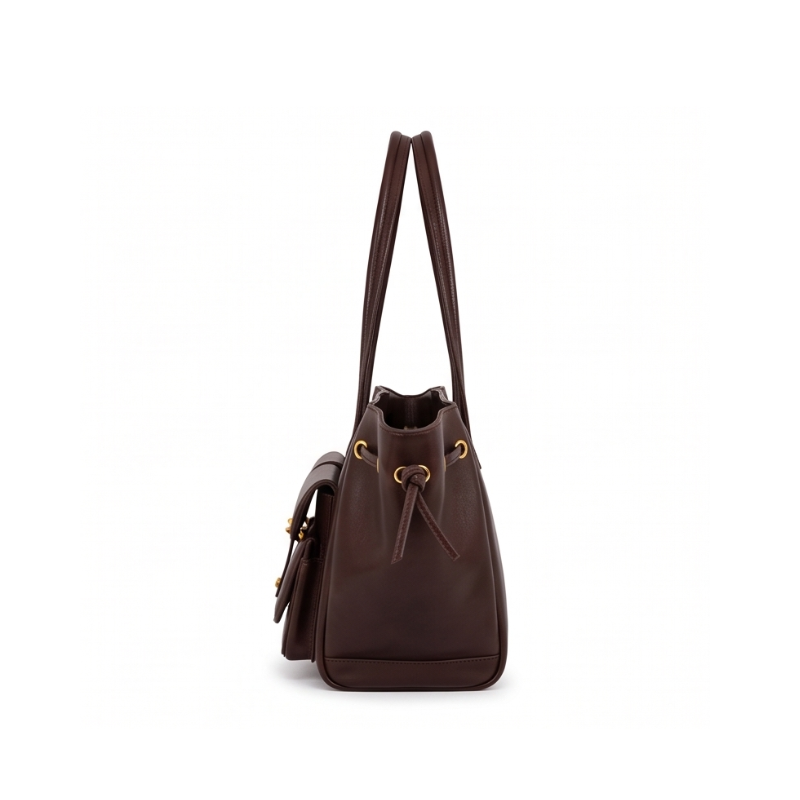 Luxury Elegant Double Pocket Leather Tote Bag