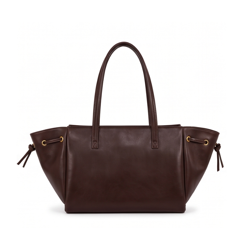 Luxury Elegant Double Pocket Leather Tote Bag