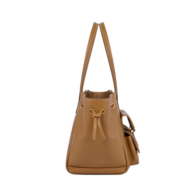 Luxury Elegant Double Pocket Leather Tote Bag