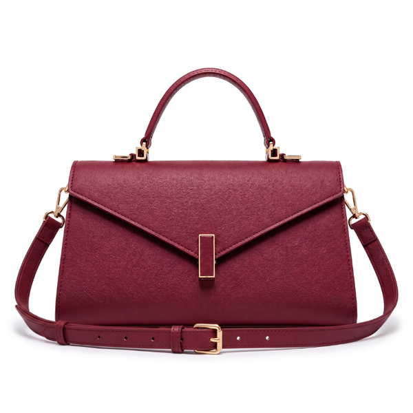 Luxury Italian Clutch Bag for Women - Wine Red
