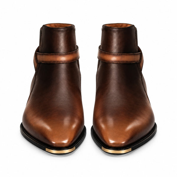 Luxury Italian Cross Strap Leather Ankle Boots