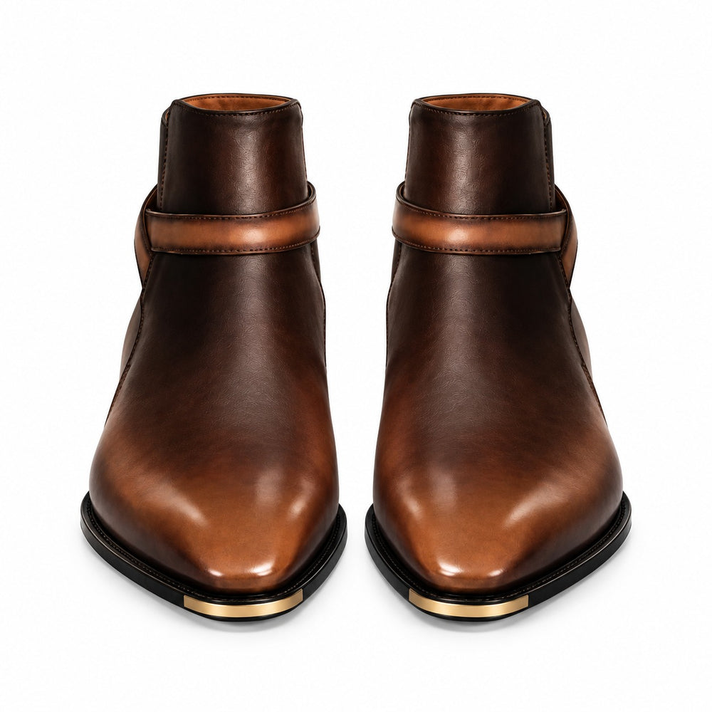 Luxury Italian Cross Strap Leather Ankle Boots