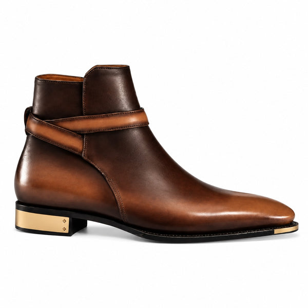 Luxury Italian Cross Strap Leather Ankle Boots