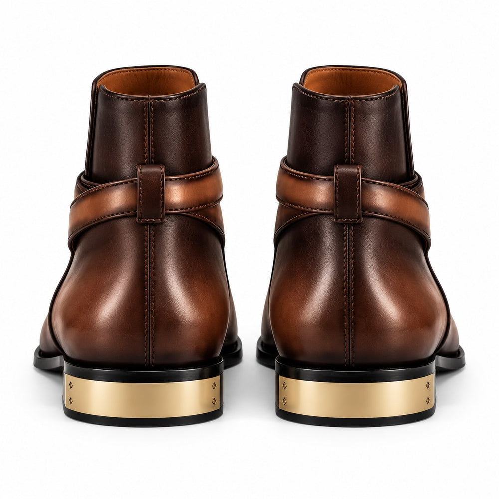 Luxury Italian Cross Strap Leather Ankle Boots