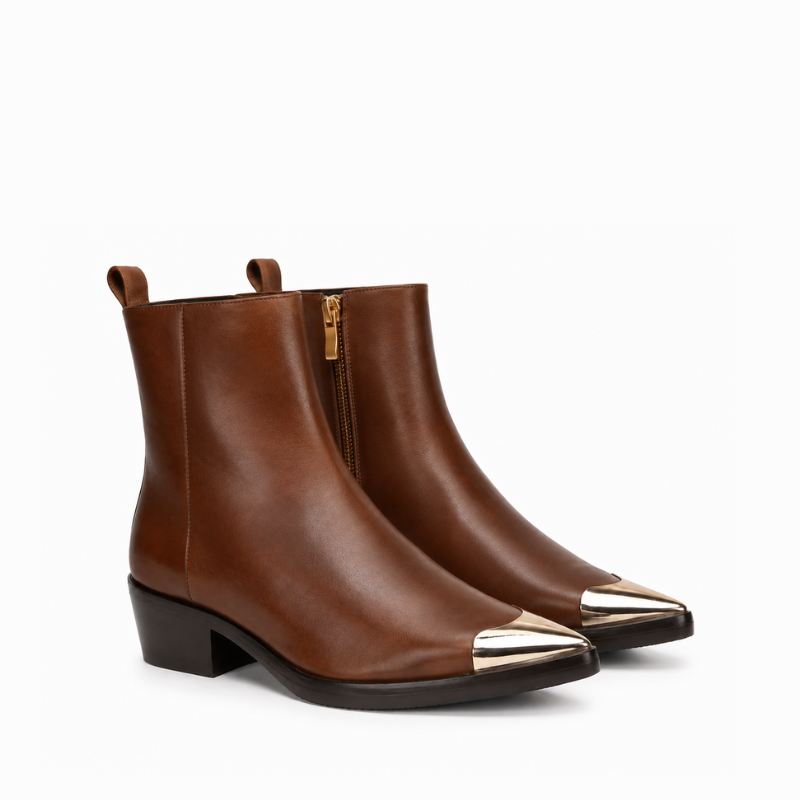 Luxury Italian Elegance Metal Toe Cap Boots