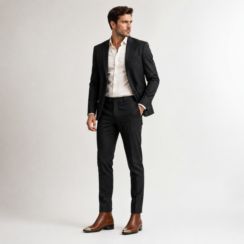 Luxury Italian Elegance Metal Toe Cap Boots