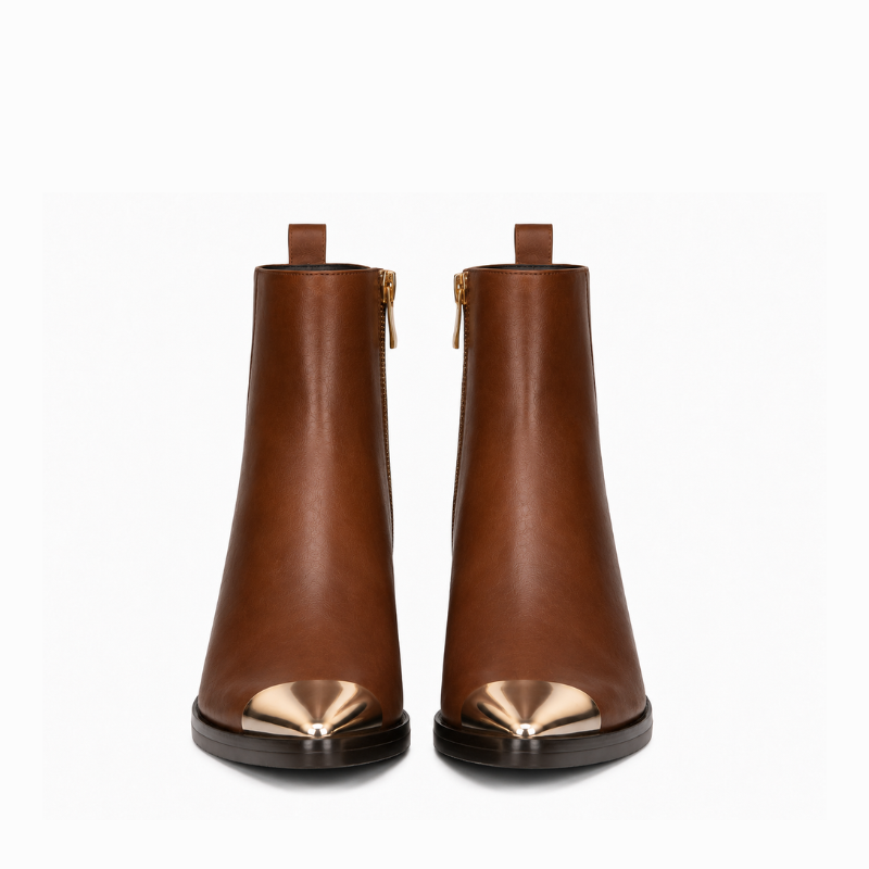 Luxury Italian Elegance Metal Toe Cap Boots