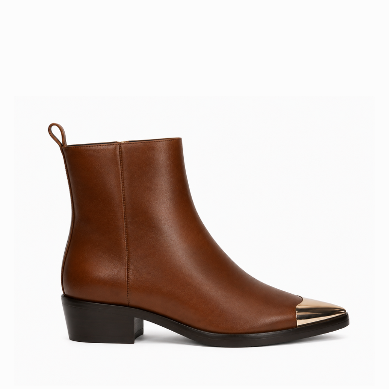 Luxury Italian Elegance Metal Toe Cap Boots