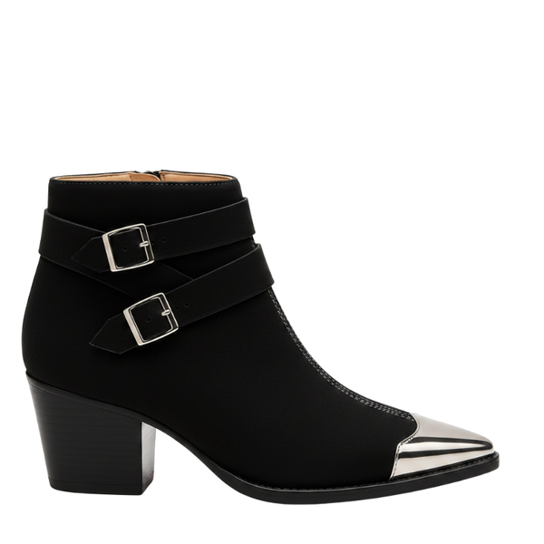 Luxury Midnight Edge Pointed Toe Buckle Ankle Boots