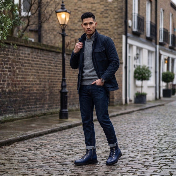 Luxury Ostrich Texture Lace-Up Ankle Boots