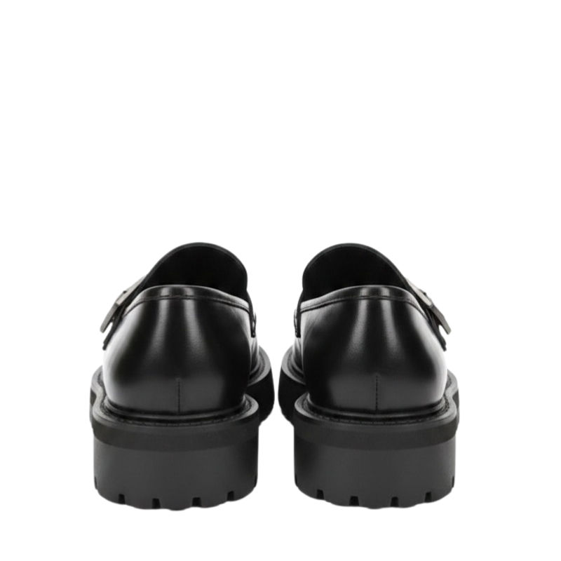 Luxury Rugged Buckle Leather Loafers